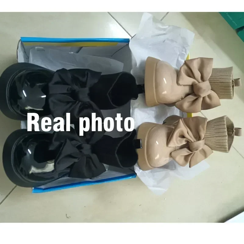 Children Boots Girls Baby Autumn Leather Shoes Bowtie PINK,BLACK,FOR KIDS Short Ankle Booties SIZE 26-36# - Image 5